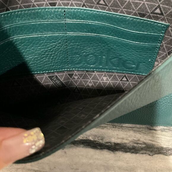 Botkier Valentina Green Leather Envelope Flap Clutch Wallet - Picture 3 of 6